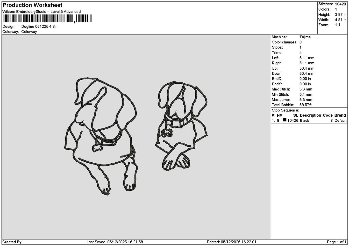 Dogline 0512 Embroidery File 6 sizes