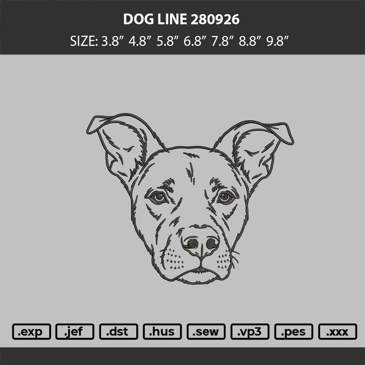 Dog Line 280926 Embroidery Machine Design File 6 sizes