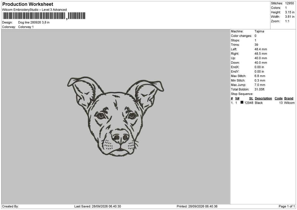 Dog Line 280926 Embroidery Machine Design File 6 sizes