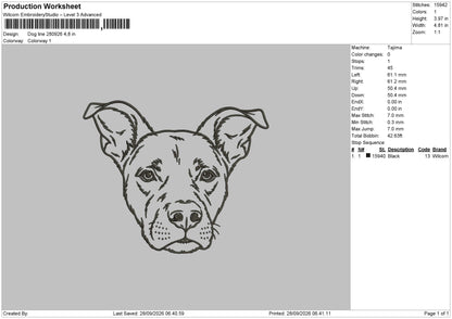 Dog Line 280926 Embroidery Machine Design File 6 sizes