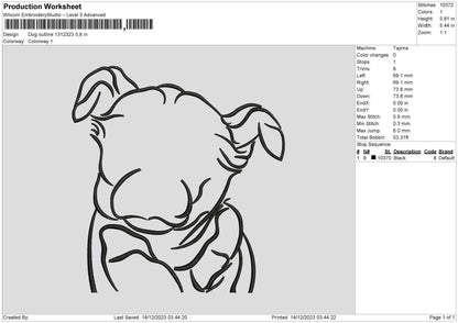 Dog Outline 1312 Embroidery File 6 sizes
