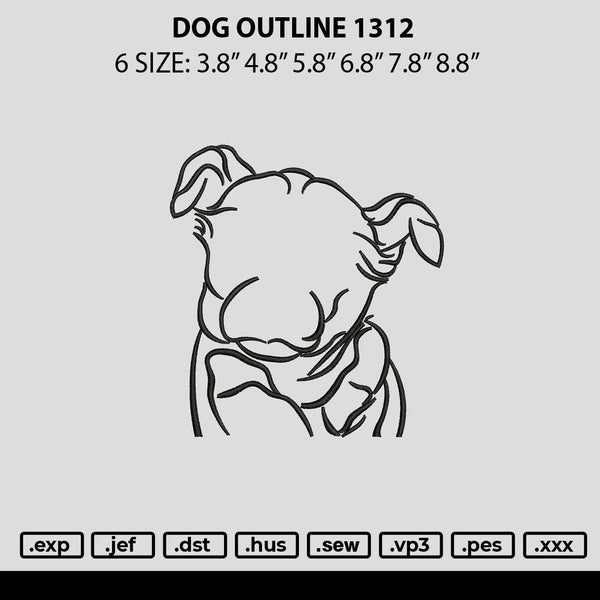 Dog Outline 1312 Embroidery File 6 sizes