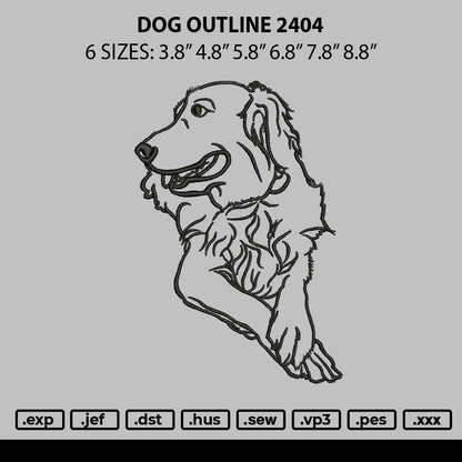 Dog Outline 2404 Embroidery File 6 sizes
