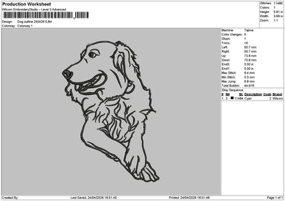 Dog Outline 2404 Embroidery File 6 sizes