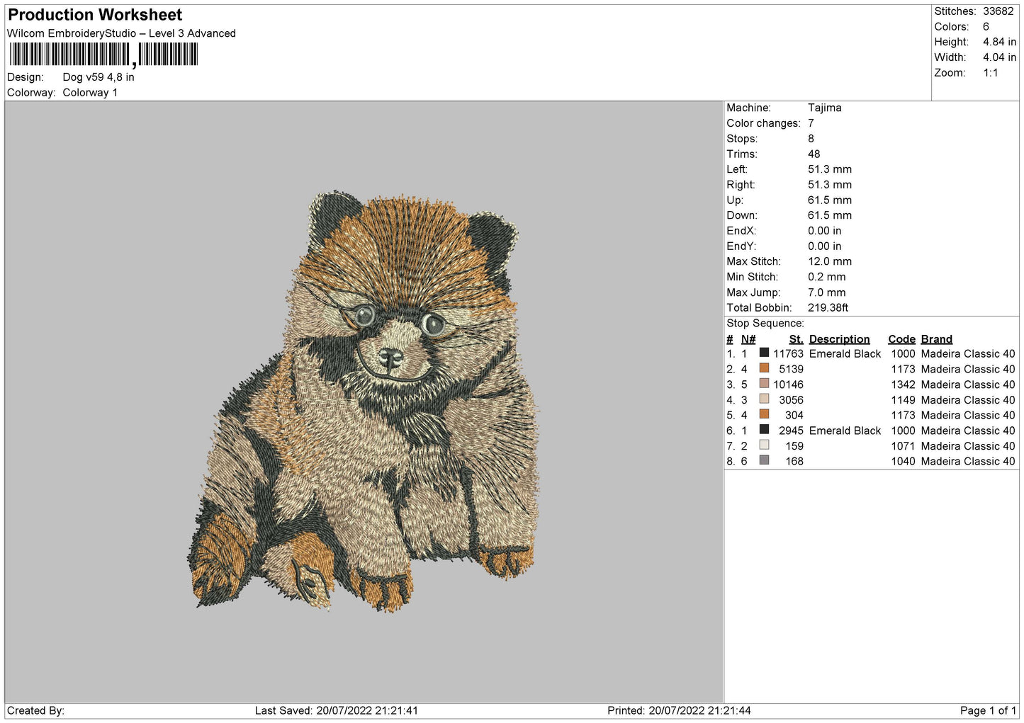 Dog V59 Embroidery File 4 sizes