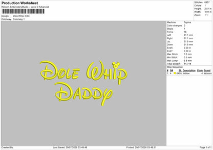 Dole Text Embroidery Machine Design File 6 sizes