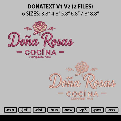 Donatext V1 V2 Embroidery 2 Files