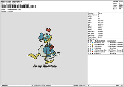 Donald Love 01 Embroidery File 6 sizes