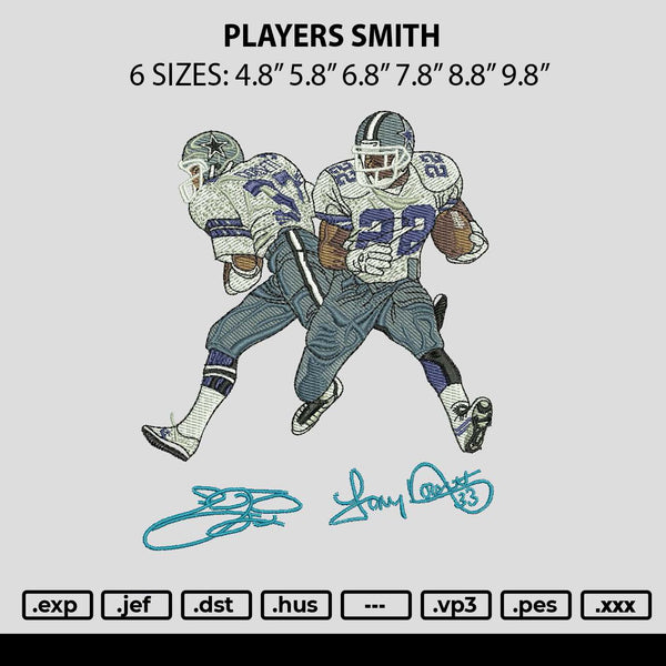 Players Smith Embroidery File 6 sizes