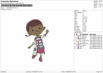 Girl 3108 Embroidery Machine Design File 6 sizes