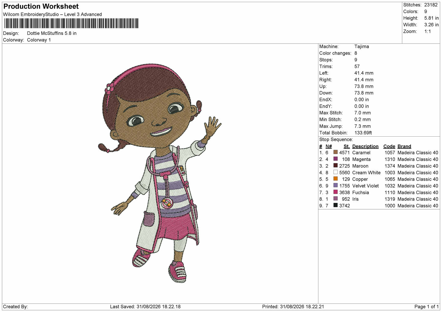 Girl 3108 Embroidery Machine Design File 6 sizes