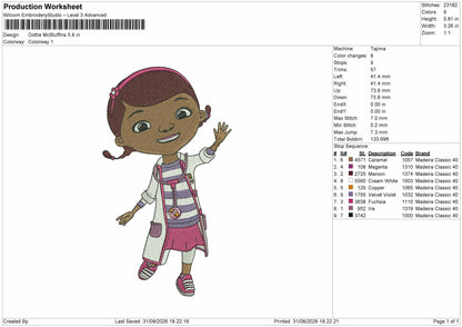 Girl 3108 Embroidery Machine Design File 6 sizes
