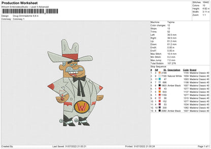 Doug Dimmadome Embroidery File 4 sizes