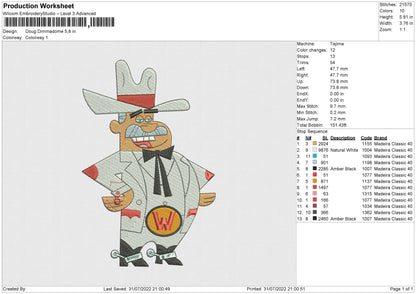 Doug Dimmadome Embroidery File 4 sizes