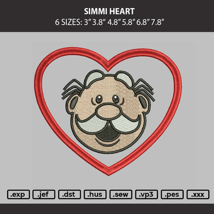 Simmi Heart Embroidery Machine Design File 6 sizes