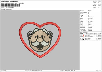 Simmi Heart Embroidery Machine Design File 6 sizes