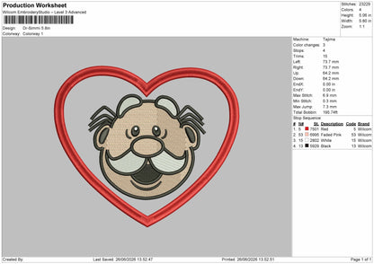 Simmi Heart Embroidery Machine Design File 6 sizes