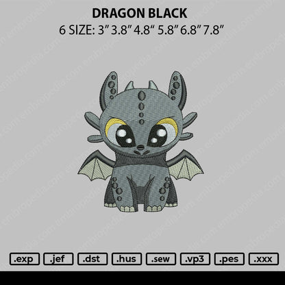 Dragon Black Embroider File 6 sizes