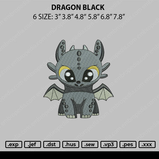 Dragon Black Embroider File 6 sizes