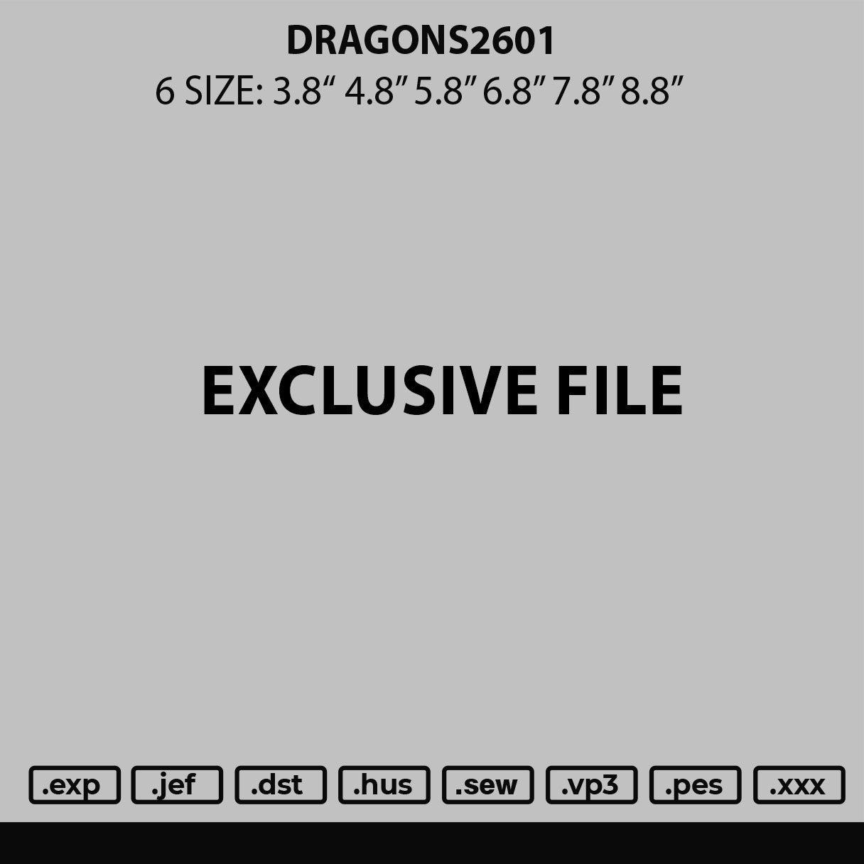 Dragons1601 Embroidery File 6 sizes