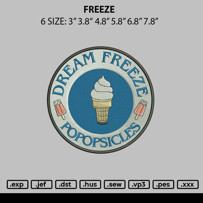Freeze Embroidery File 6 sizes