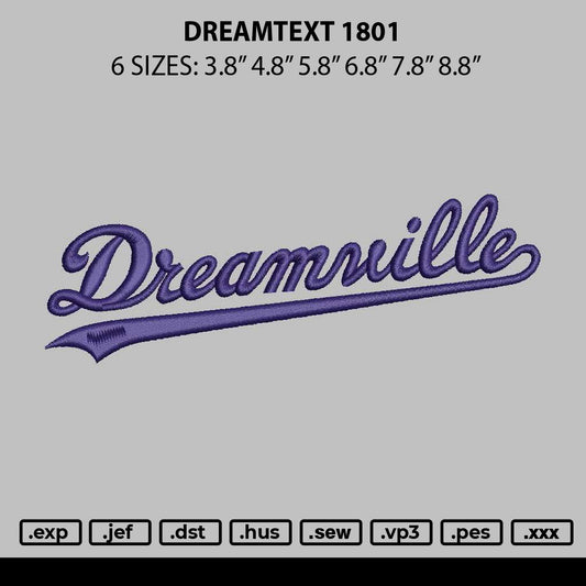 Dreamtext 1801 Embroidery File 6 sizes