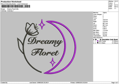Dreamytext 1308 Embroidery File 6 sizes