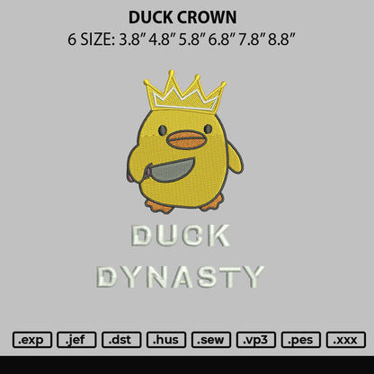 Duck Crown Embroider File 6 sizes