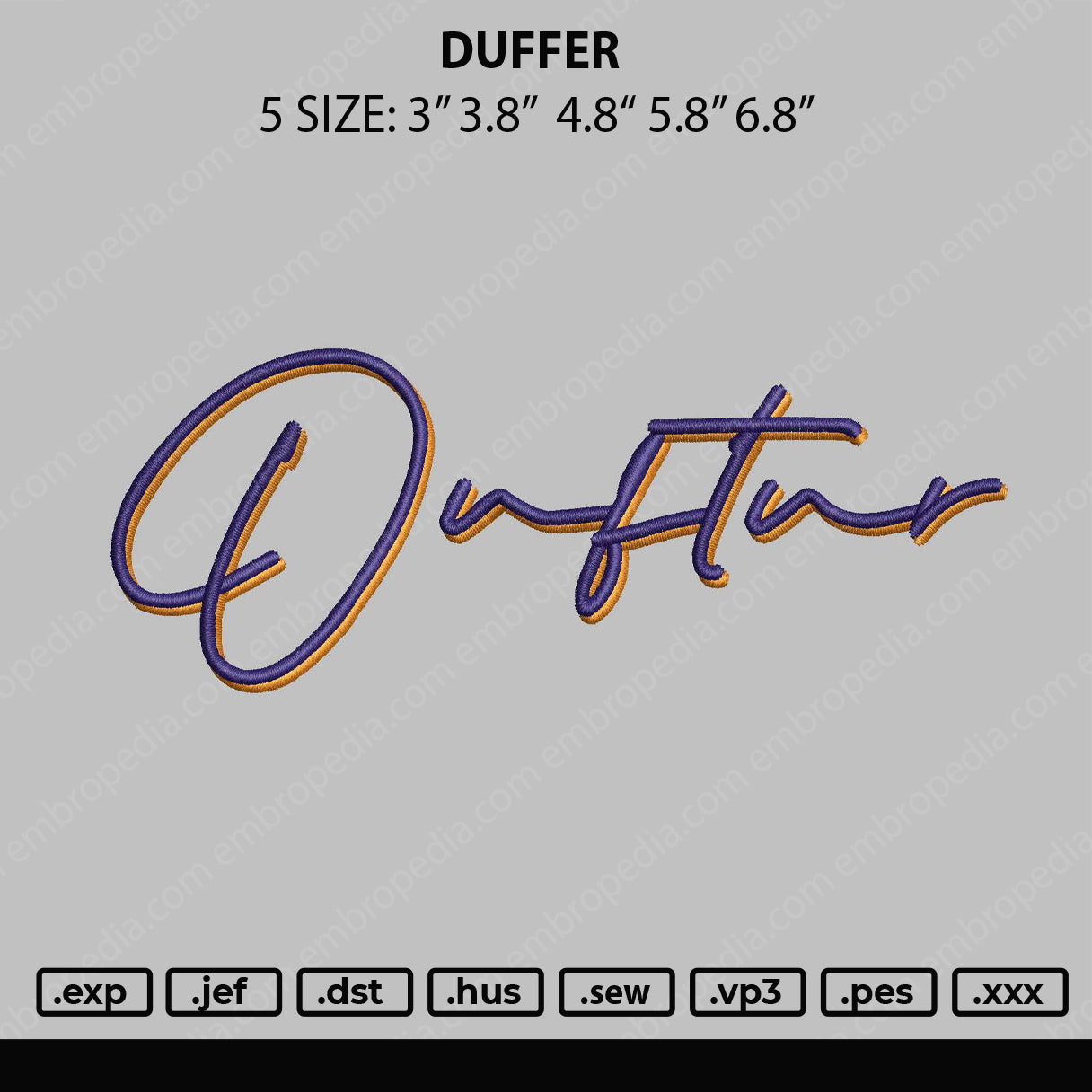 Duftur Embroidery File 5 sizes