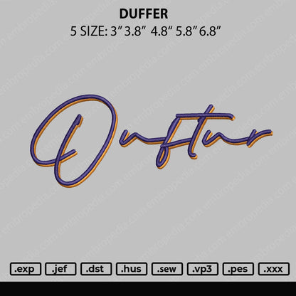 Duftur Embroidery File 5 sizes