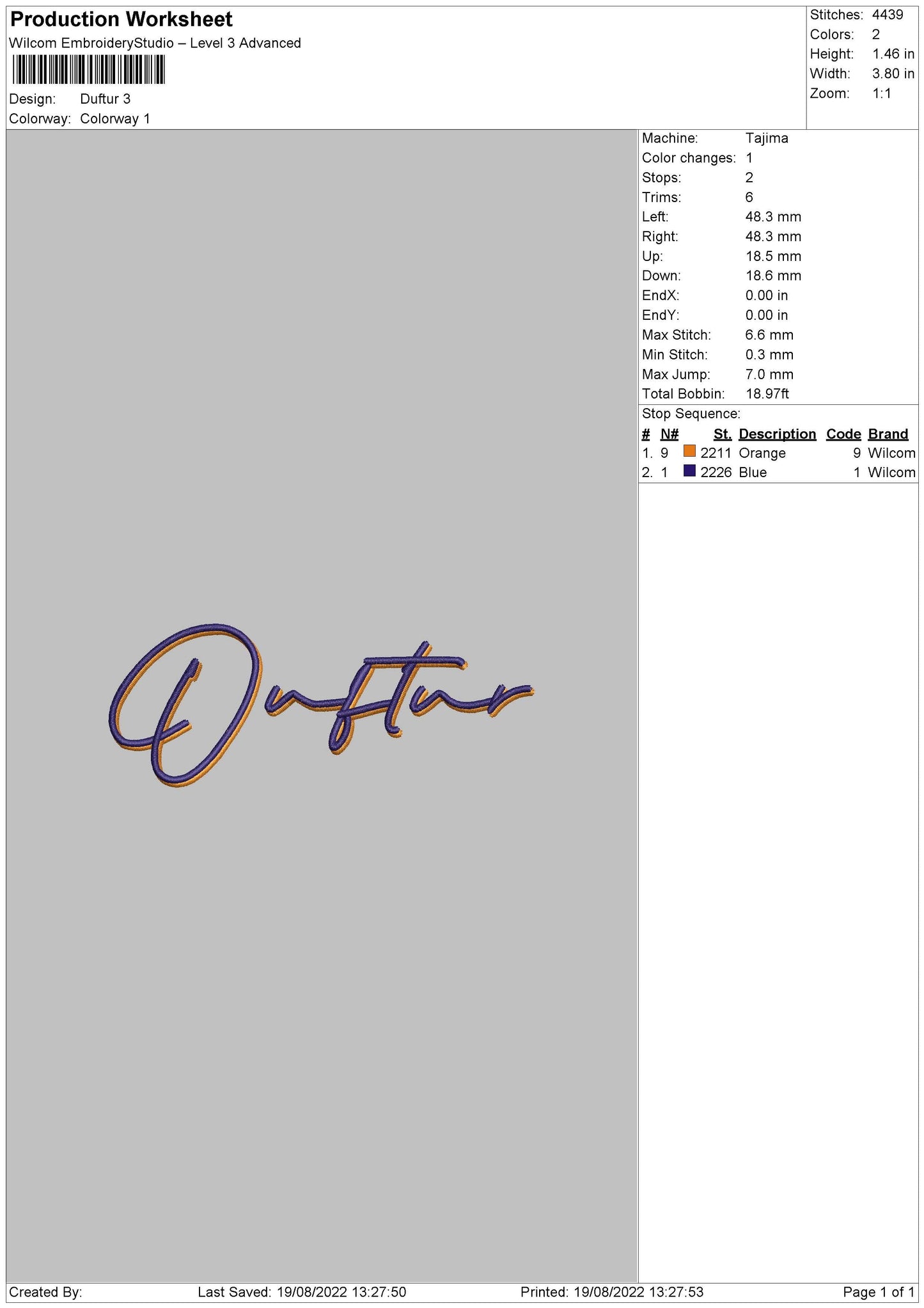Duftur Embroidery File 5 sizes