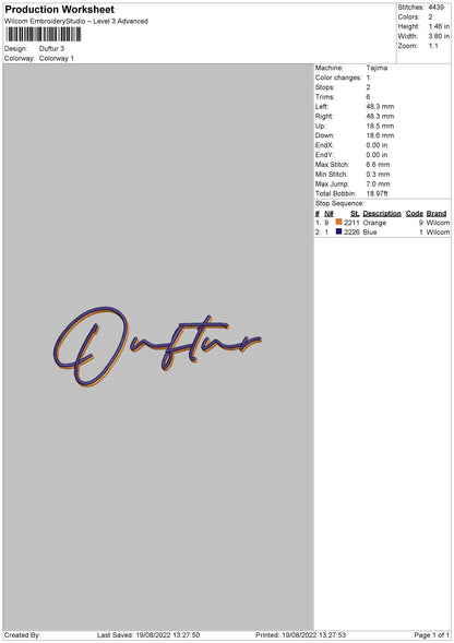 Duftur Embroidery File 5 sizes
