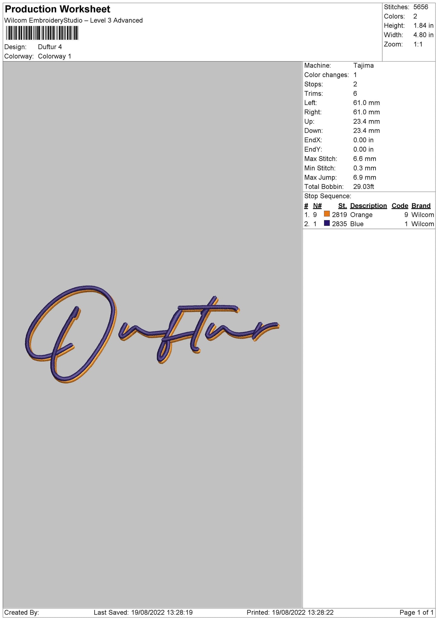 Duftur Embroidery File 5 sizes