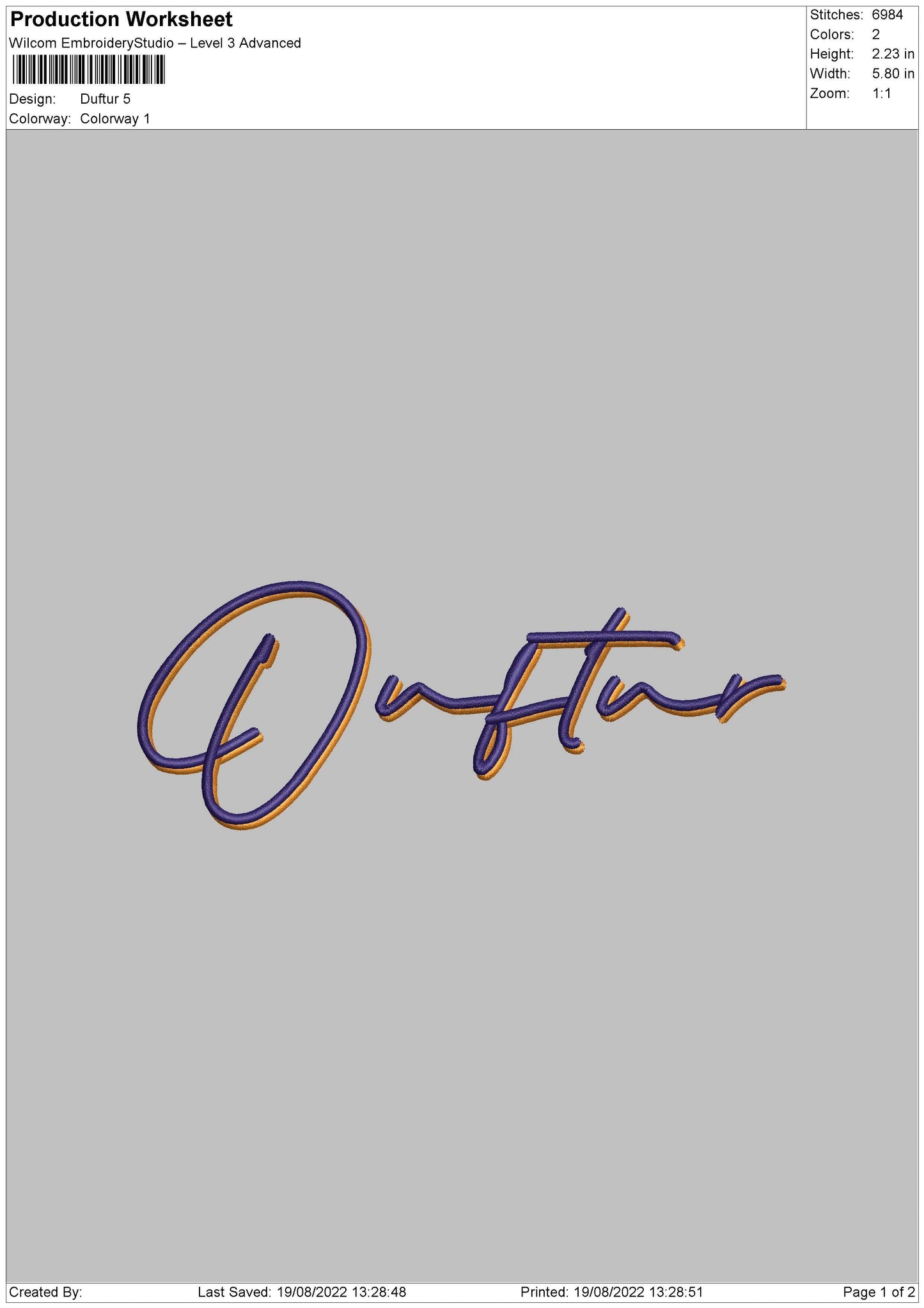 Duftur Embroidery File 5 sizes