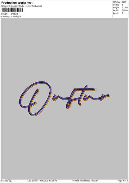 Duftur Embroidery File 5 sizes