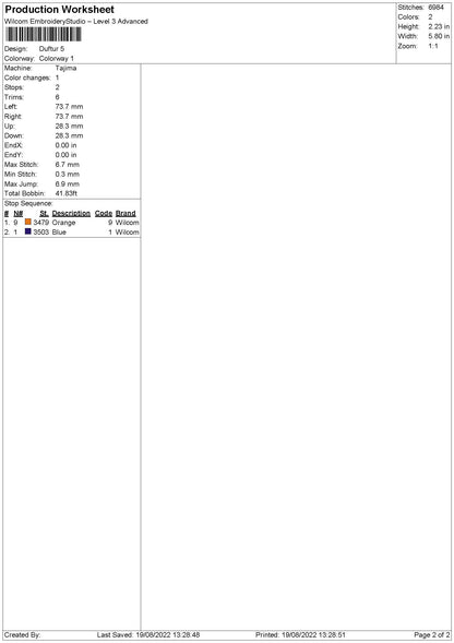 Duftur Embroidery File 5 sizes