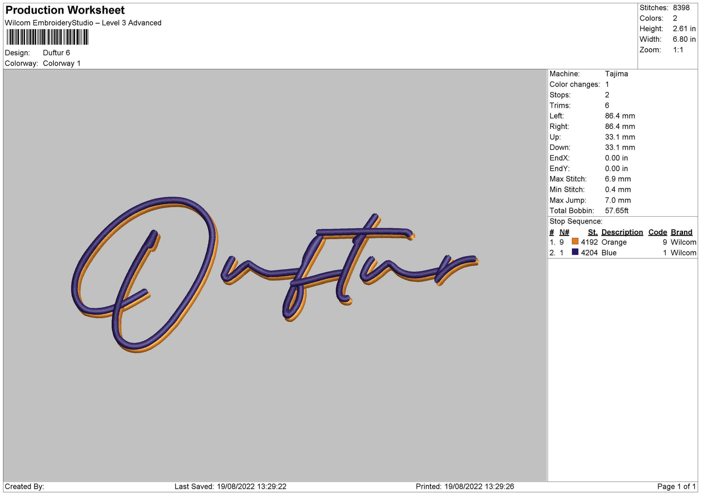 Duftur Embroidery File 5 sizes