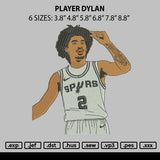 Player Dylan Embroidery File 6 sizes