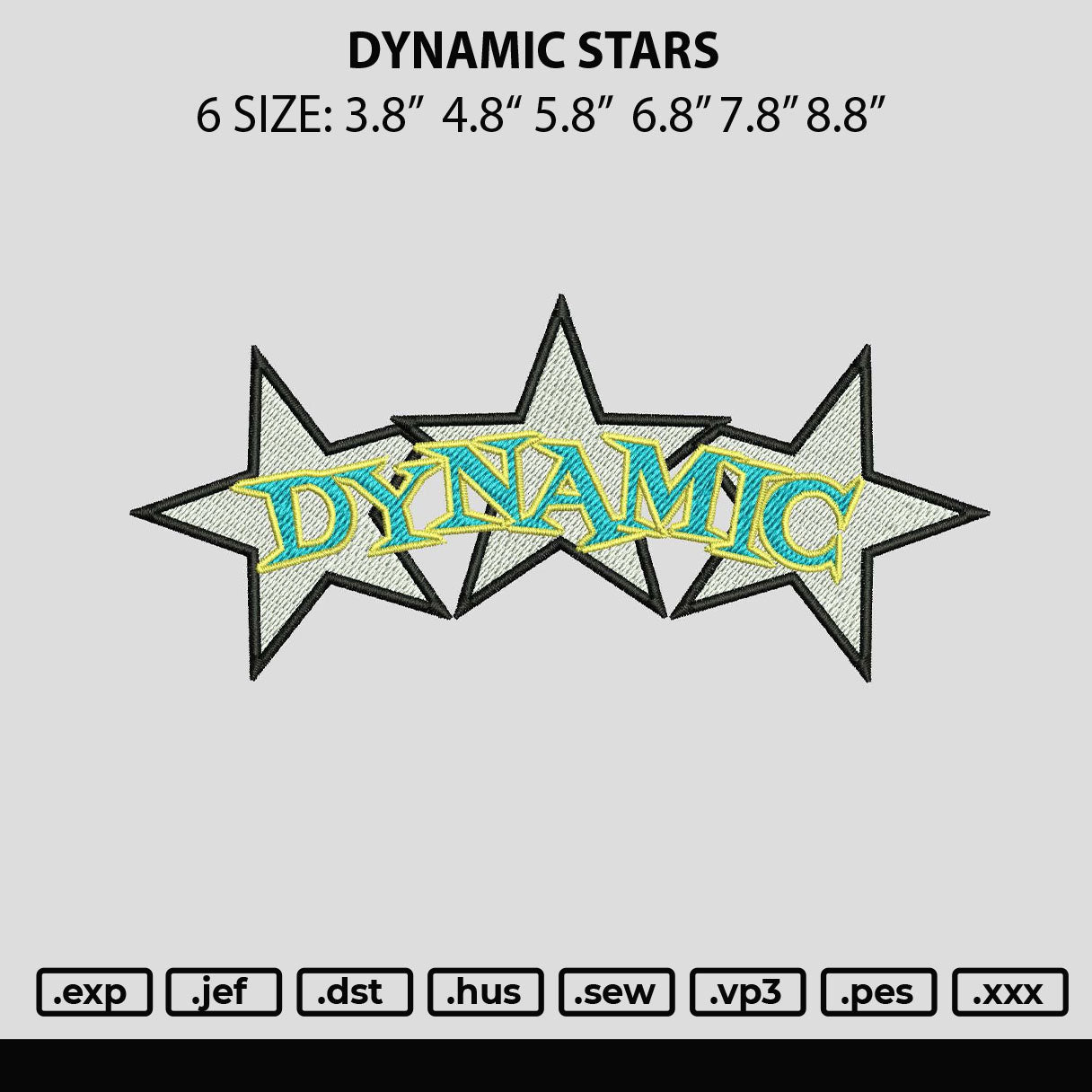 Dynamic Star Embroidery File 6 sizes