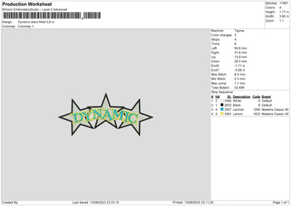 Dynamic Star Embroidery File 6 sizes
