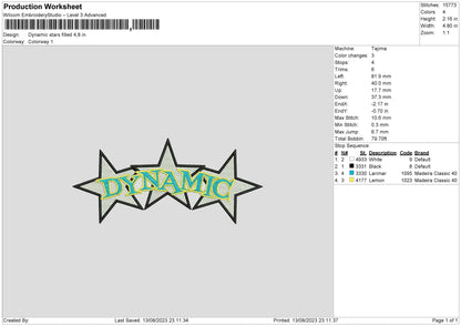 Dynamic Star Embroidery File 6 sizes