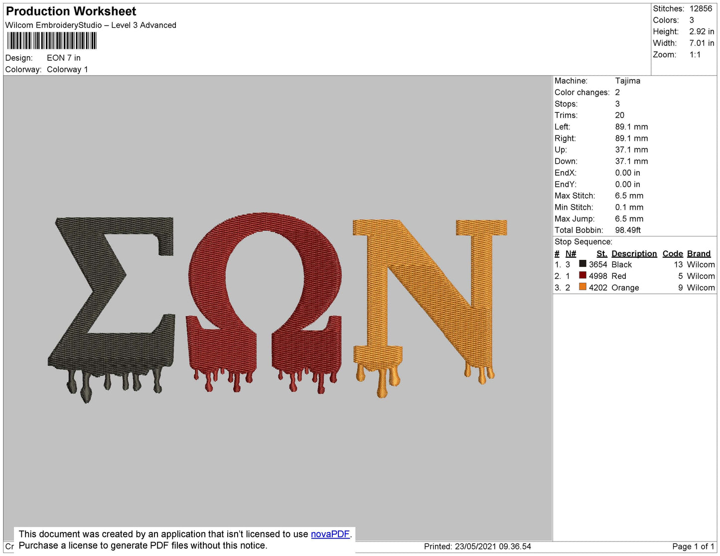 EON Embroidery File 3 size