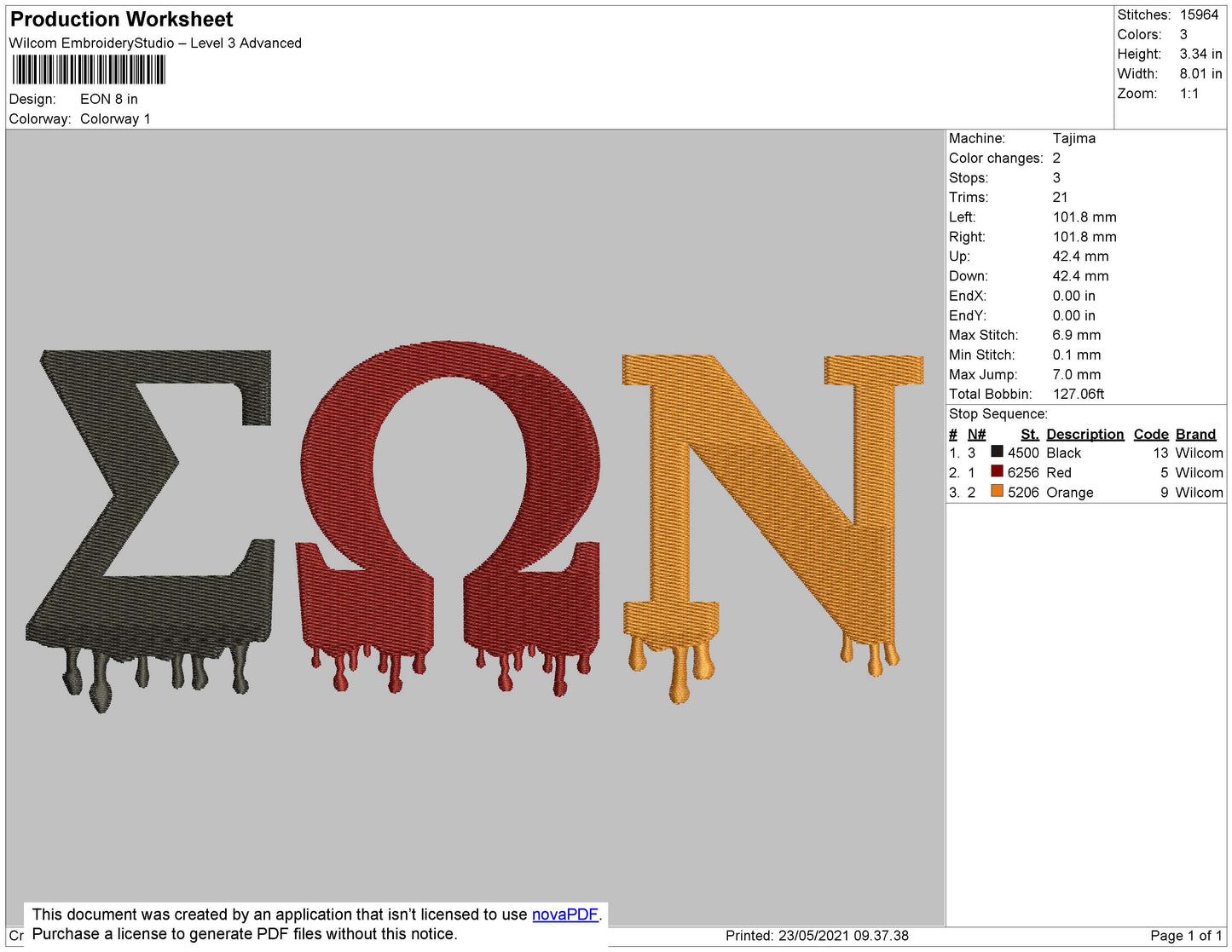 EON Embroidery File 3 size