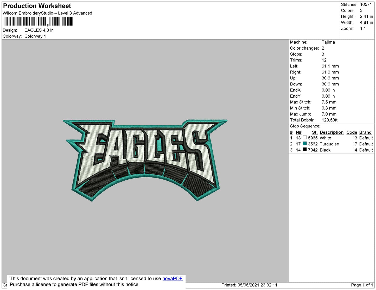 Eagles Embroidery File 4 size