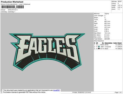 Eagles Embroidery File 4 size