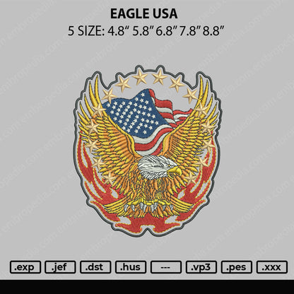 Eagle USA Embroidery File 4 sizes