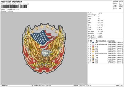 Eagle USA Embroidery File 4 sizes