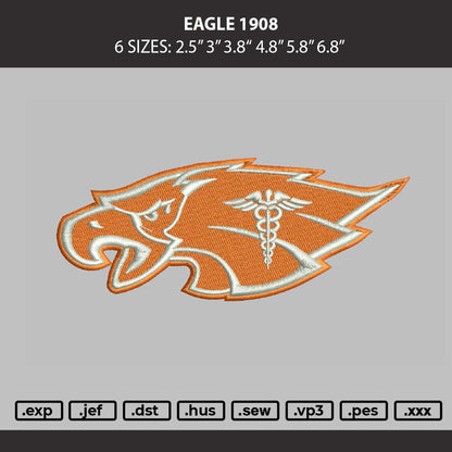 Eagle 1908 Embroidery Machine Design File 6 sizes