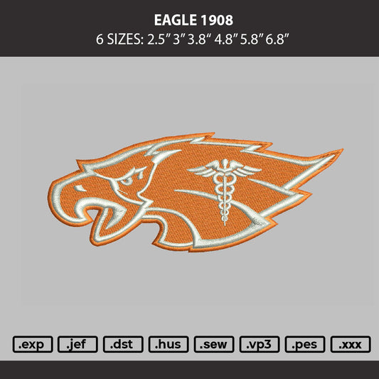 Eagle 1908 Embroidery Machine Design File 6 sizes