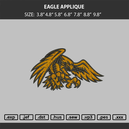 Eagle APPLIQUE Embroidery Machine Design File 6 sizes